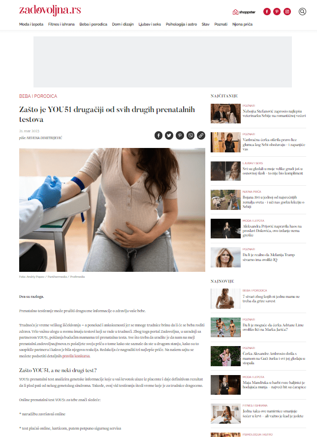 Zadovoljna o YOU51 testu